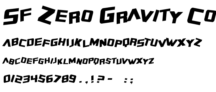 SF Zero Gravity Condensed Italic font